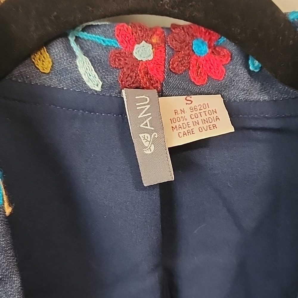 Anu Embroidered Denim Open Front Light Jacket - Picture 7 of 13